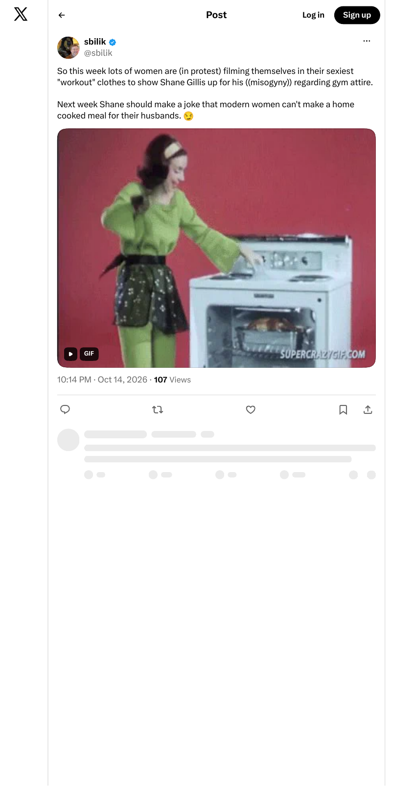 Screenshot of post by @sbilik