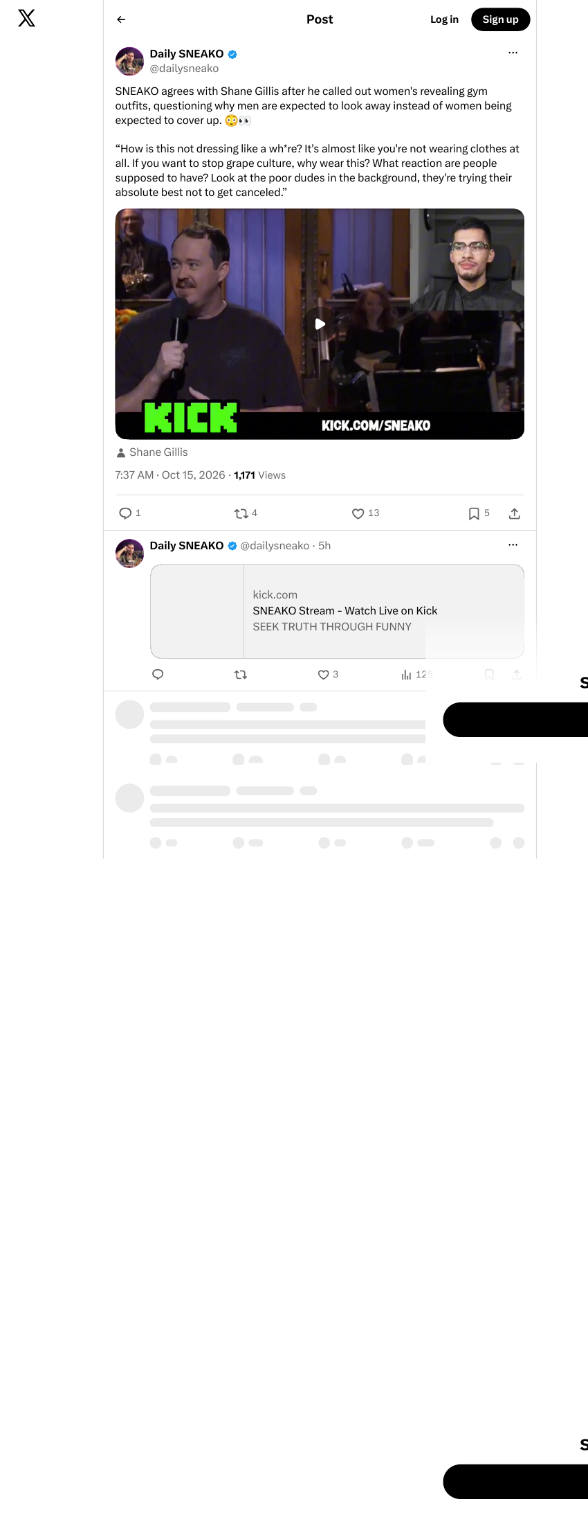 Screenshot of post by @dailysneako